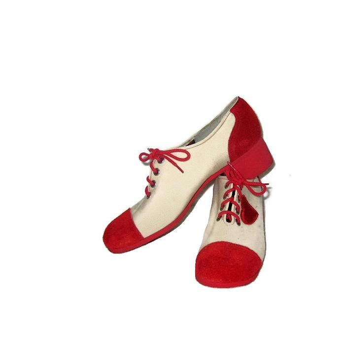 Vintage Miss America Lace Up Shoes Sz 7 1/2 B Canvas Suede Red Heart Motif TREASURY ITEM