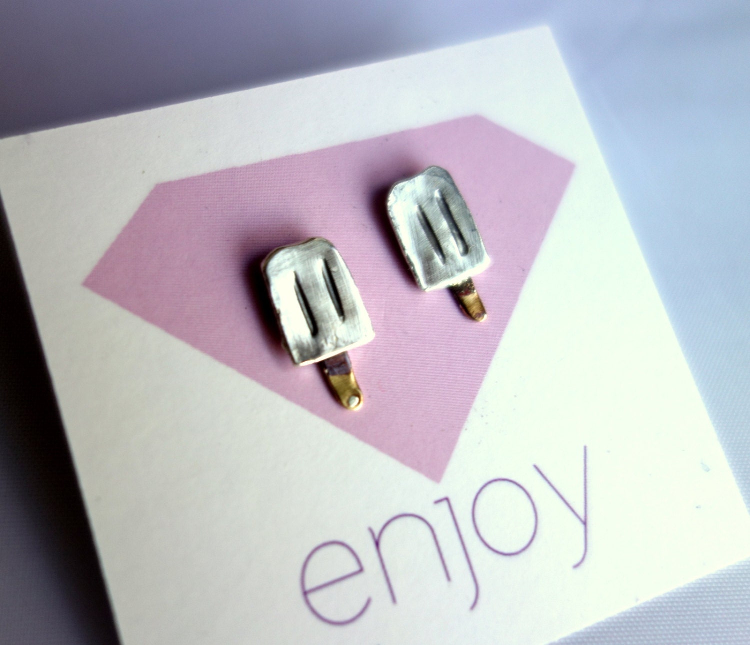 Handmade Sterling Silver Popsicle Stud Earrings