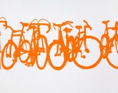 Bicycle Art Print - Bike Stack Mini 2013 1 - Bikes in Orange