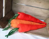 Stuffed Orange Carrot Kitchen Decor - Eco Friendly Easter Garden in Linen, Velveteen, and Silk