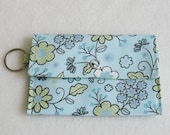 Mini One-Snap Wallet - Blue Floral Doodle