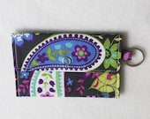Mini One-Snap Wallet - Gray Paisley Spree