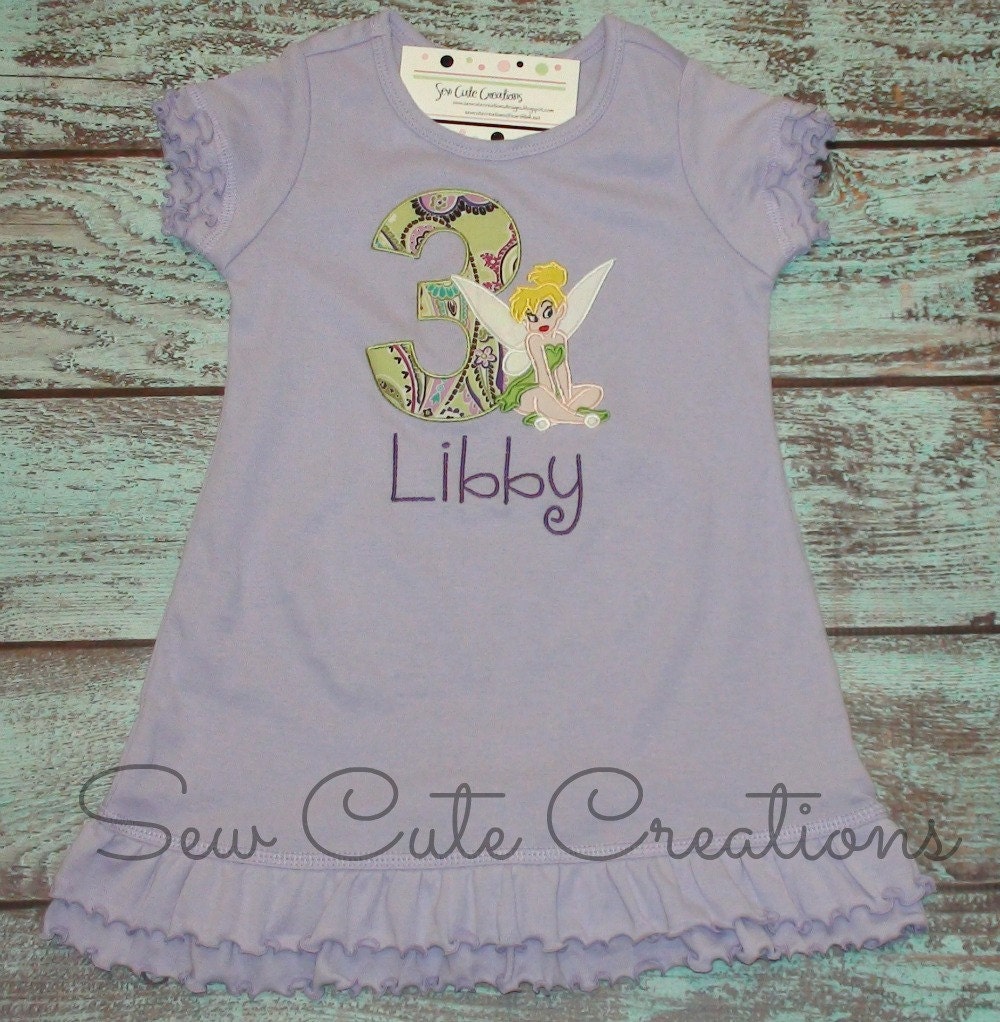 Personalized Tinkerbell Birthday Dress - Custom Made Sizes 6 mos-Girls 6X