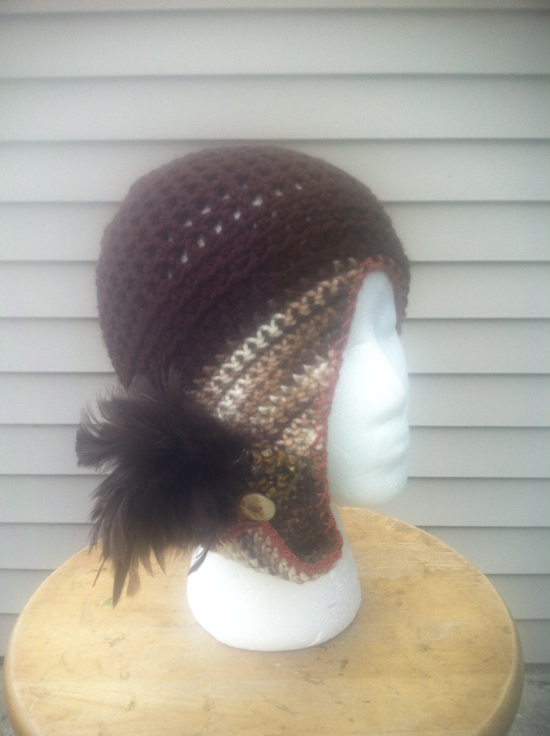 Spring Bling Flapper Hat - Ready to Wear - Brown with hints of Orange
