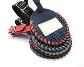 Blue  Leather Luggage Tag