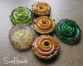 Lampwork Beads - SueBeads - Disc Beads - Autumn Disc Bead Set - Handmade Lampwork Beads - SRA M67