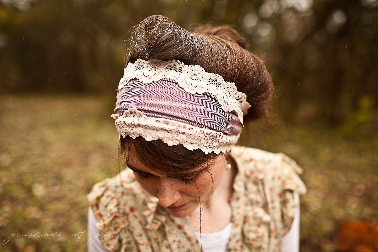 Vintage Stretch  in Raspberry and Cream - Garlands of Grace headband 2013