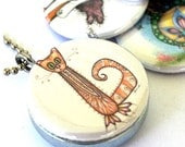 Cats and Bird (recycled magnetic locket set)