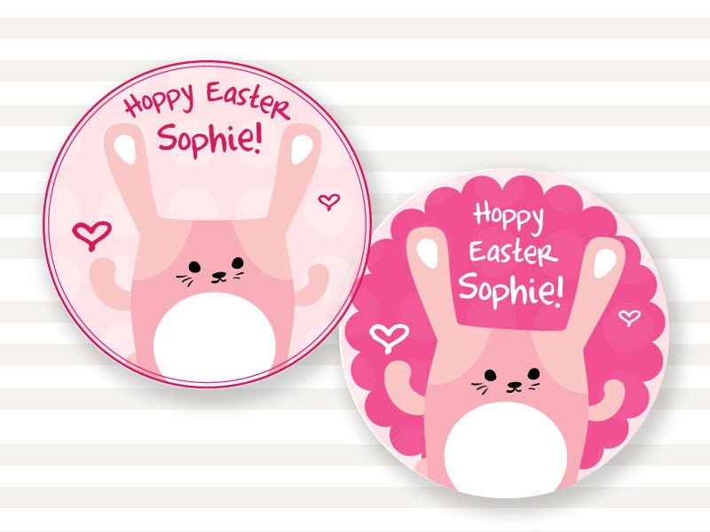 Personalized Bunny Favor Tag - DIY Printable Digital File