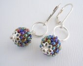Sterling Silver Bead Earrings, Beaded Bead Earrings