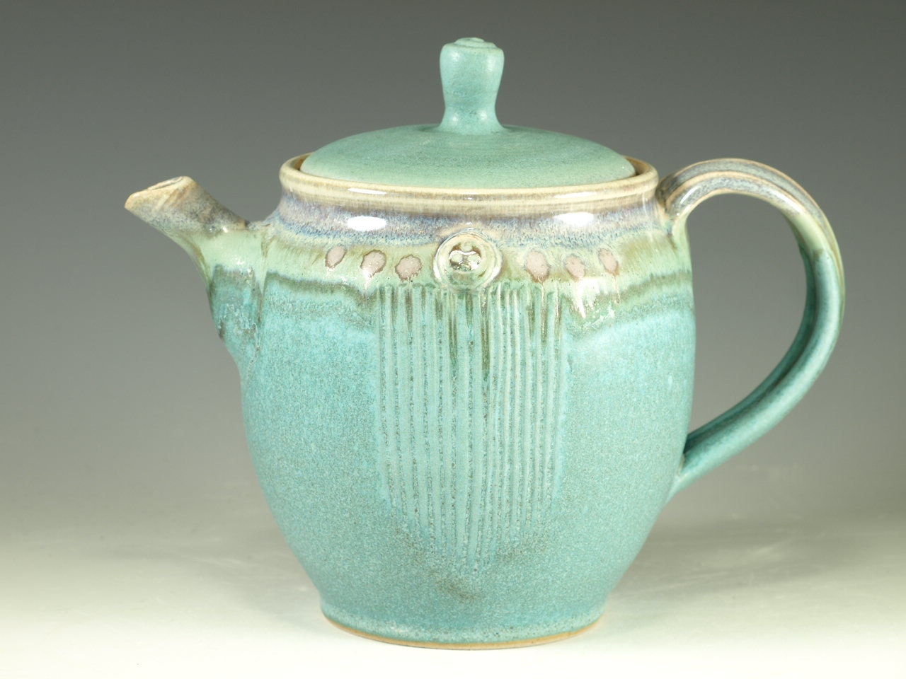 Pottery teapot in turquoise glaze 3.5 cups loose leaf