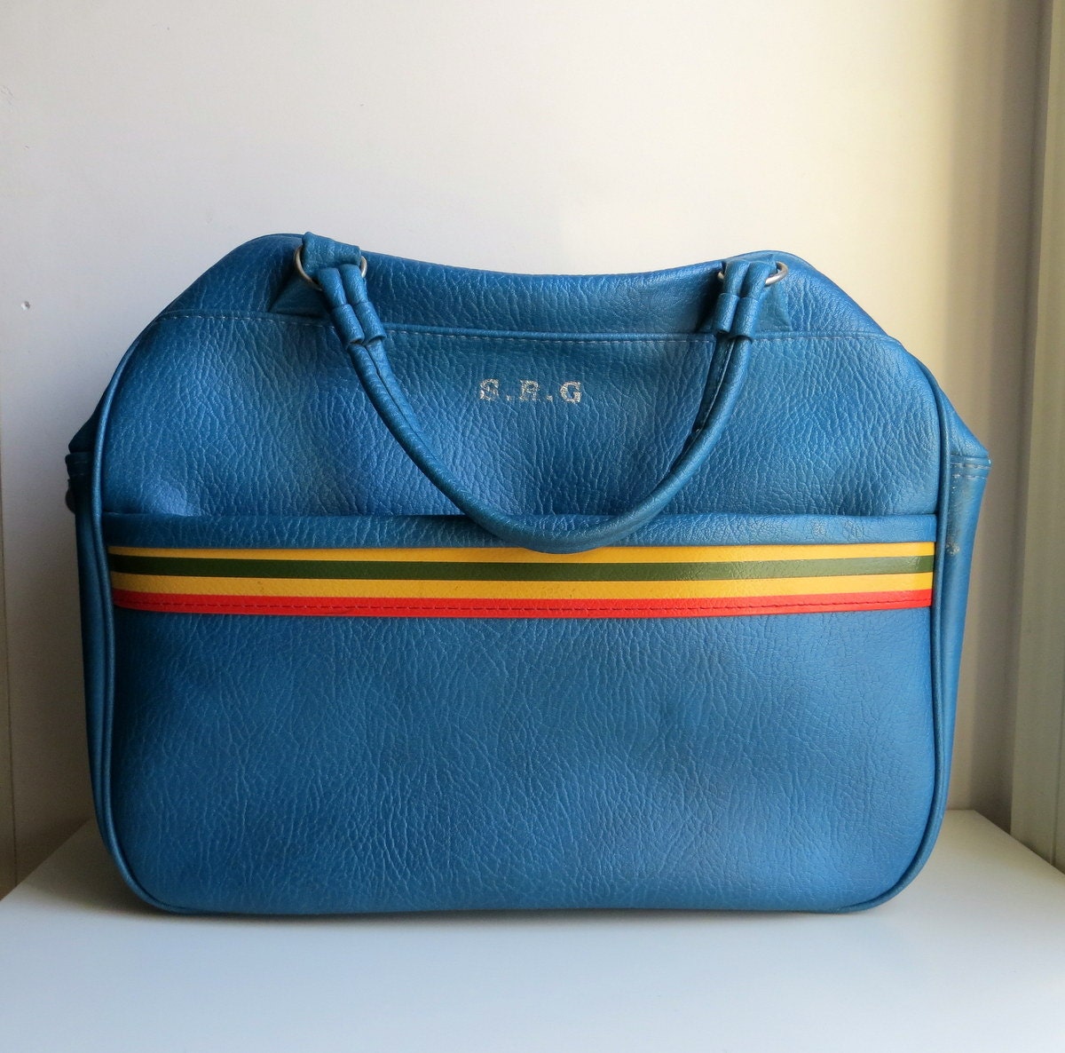 1960's Striped Carry-On in Blue