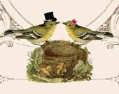 Printable DIY Wedding Invitation Suite - Digital Download - Customized Vintage Victorian Love Birds Wedding Invitation