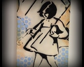 Original Graffiti Art Painting on Canvas Large Scale 12" x 24" Stencil Pop Art Salt Girl