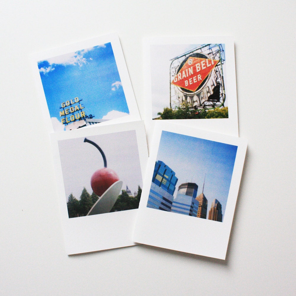 minneapolis polaroid cards ... set of 4 blank cards