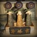 Barn Wood Box Fabric Covered Jars Wool Penny Flowers