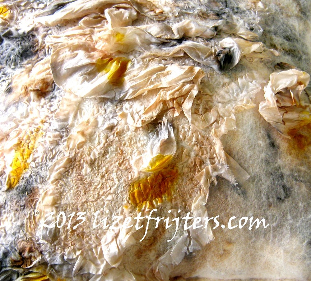 Textured Nuno Felted Seamless Cushion Cover Casuarina and Tumeric Eco Printed Interior Decor Standard Size CU002