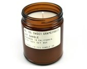 no. 10: sweet grapefruit - 8 oz soy wax candle - apothecary style jar burns for forty hours - grapefruit citrus mangosteen