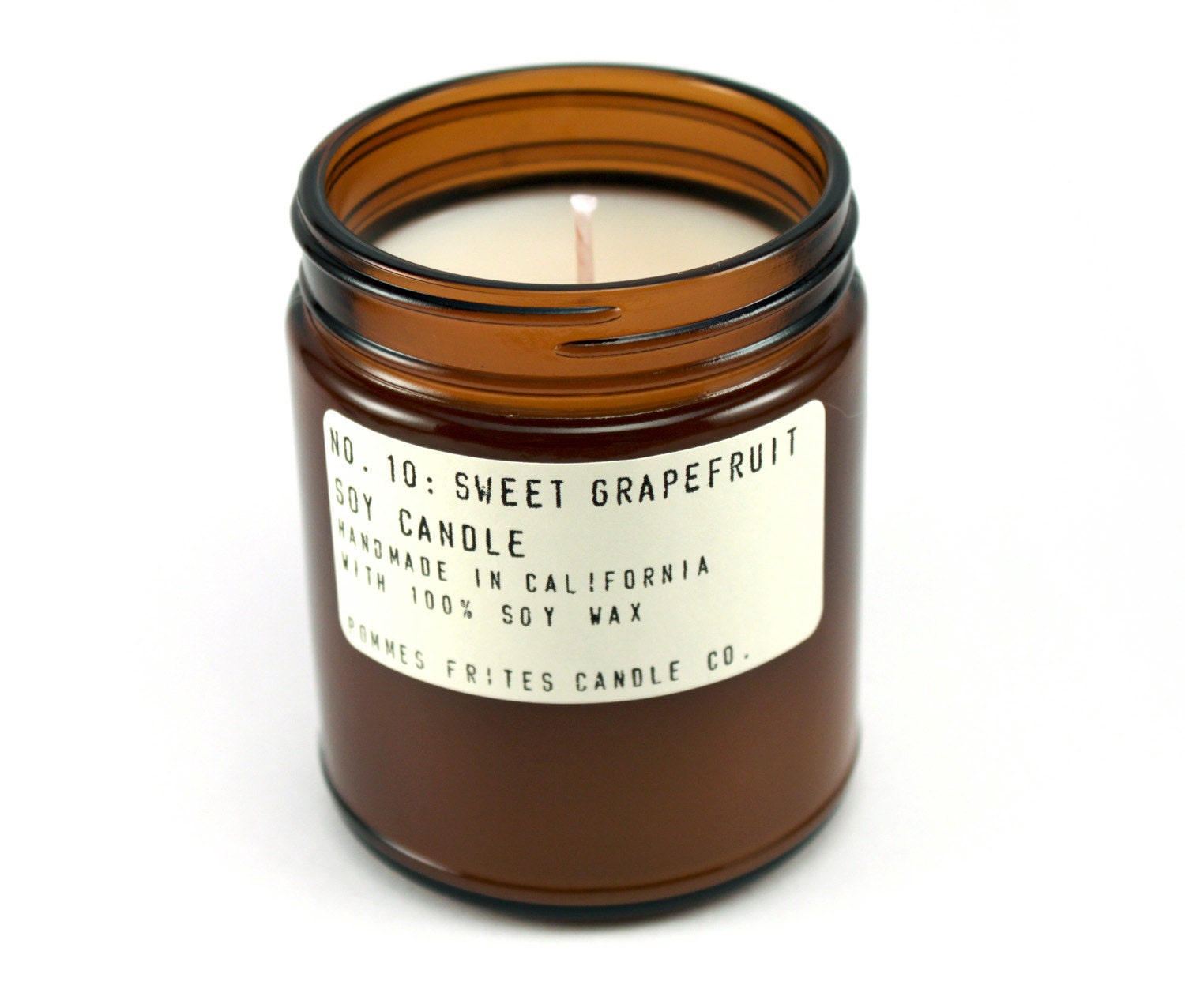 no. 10: sweet grapefruit - 8 oz soy wax candle - apothecary style jar burns for forty hours - grapefruit citrus mangosteen