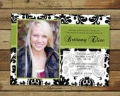 Custom photo graduation announcement, party or open house invitation, school colors