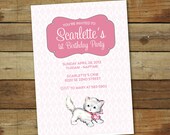 vintage kitten birthday party invitation - vintage cat birthday party