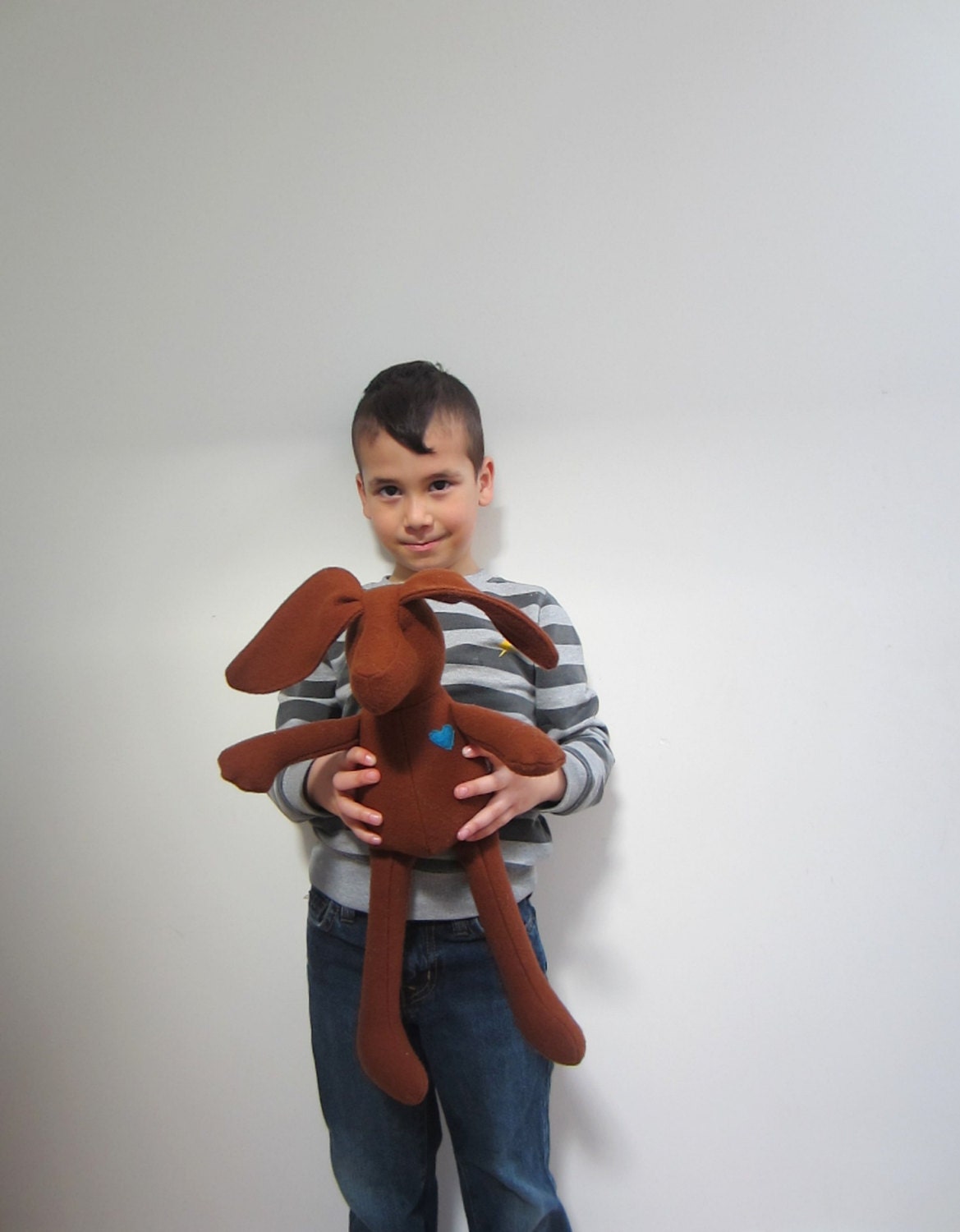 Bobbie the Dog Doll Eco Friendly Vintage Mocha brown felted Wool Soft  Heirloom Unique  bubynoa Best Friend