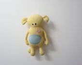 Critter Doll Tubby OOAK Upcycled wool sweater unique pastel yellow blue bear like collectors item eco friendly