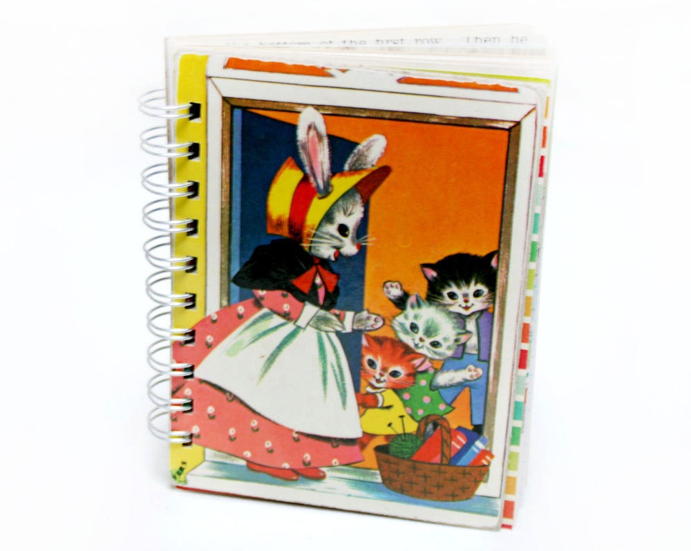 Bunny Sitter - Wire-Bound Recycled Art Journal