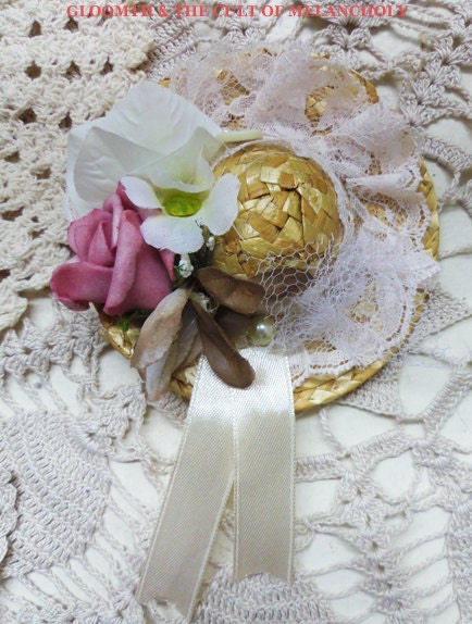 Gloomth Summer Miniature Straw Hat Fascinator