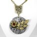 Steampunk Jewelry Women's Necklace Vintage Pocket Watch GUILLOCHE Red Crystal Leaves Flower BREATHTAKING - Steampunk Jewelry by edmdesigns