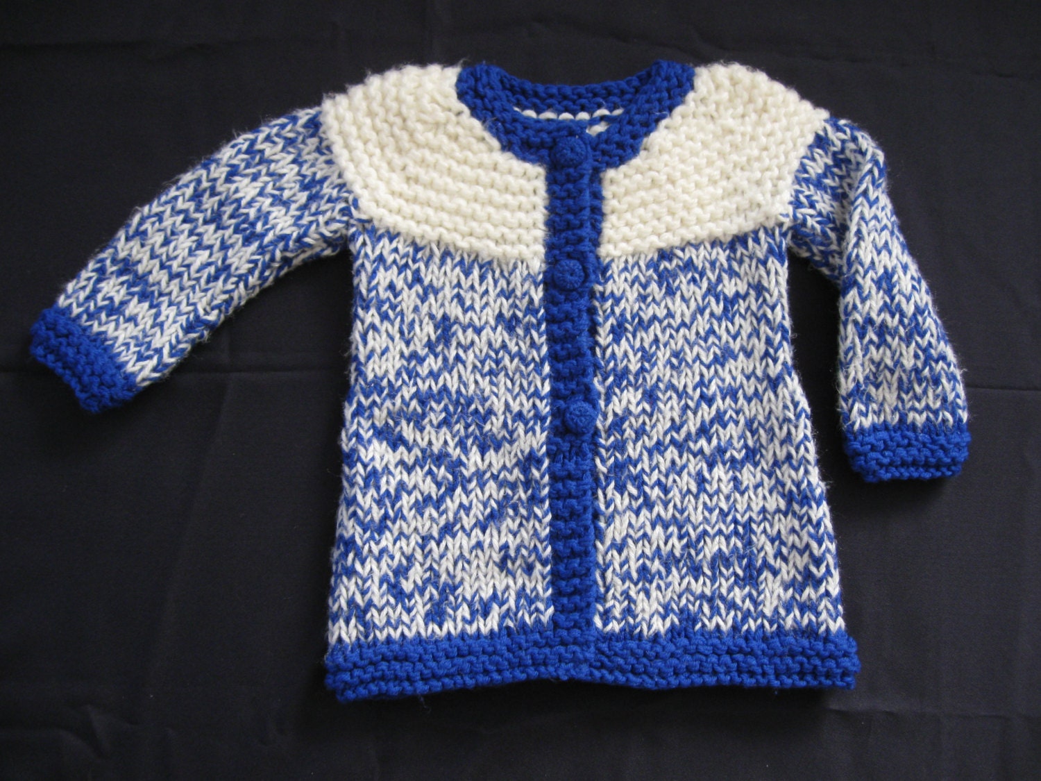 Handknit Blue and White Sweater/Jacket for Child