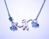 Barrel of Monkeys Necklace Blue Swarovski Rhinestone Link