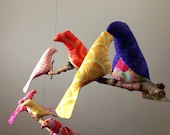 Cheerful 8 Bird Mobile in Pink, Yellow, Orange and Purple
