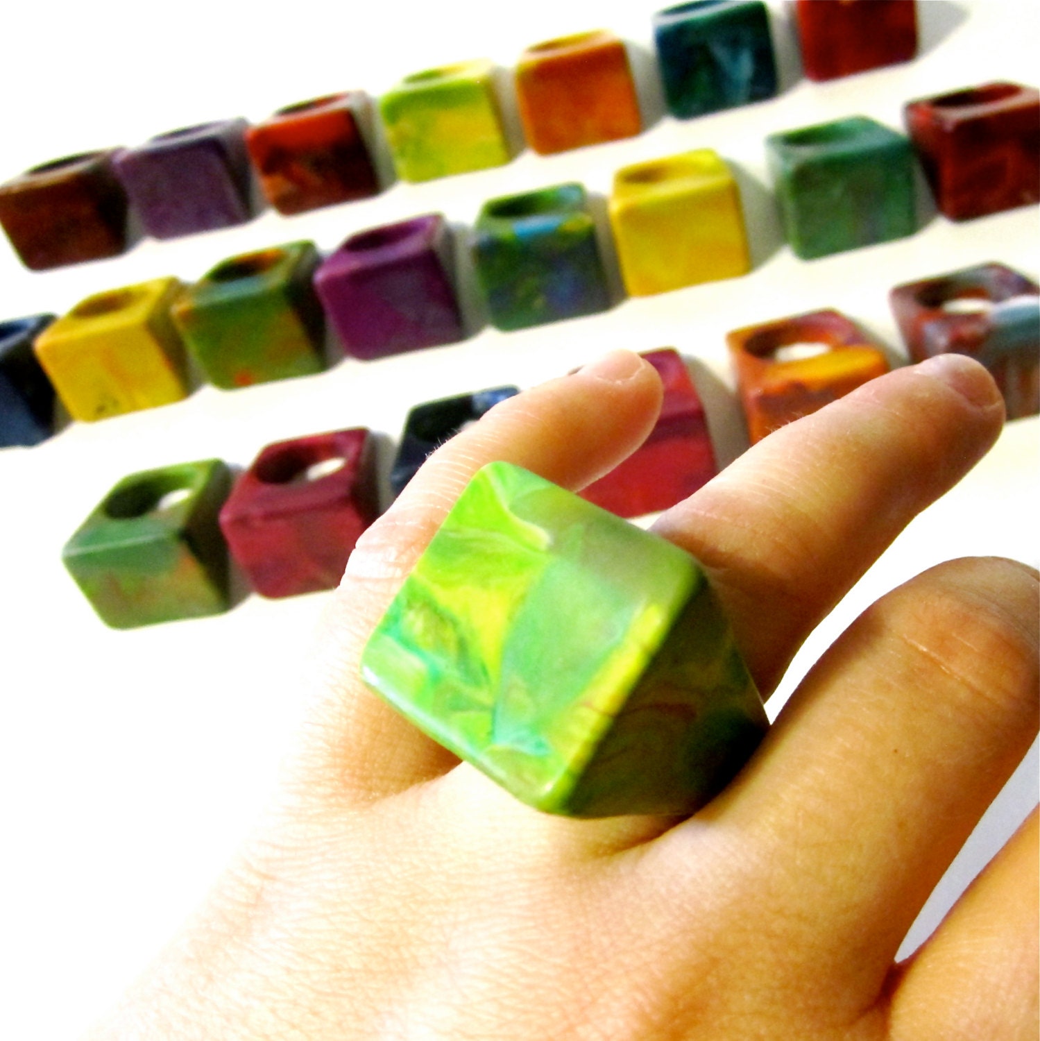 Crayon Ring-Recycled Rainbow Crayons - Set of 2 Recycled Crayons