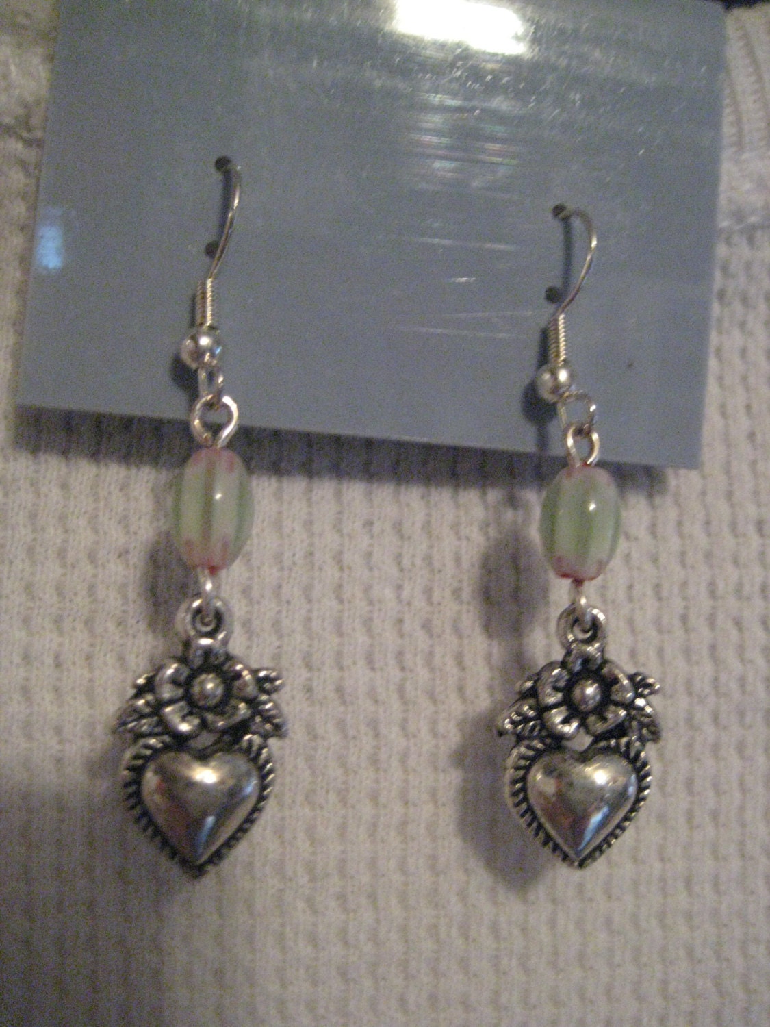 Hearts and Flowers with Chevron Bead Earrings for Valentines Day