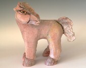 Clay Horse Sculpture, Ceramic Art Horse, Wild Horses, Mare in the Dream of Love 9.25" tall