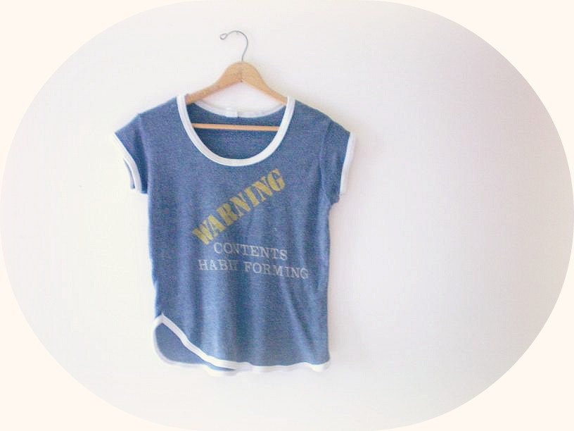Vintage Terry Cloth Warning Contents Habit Forming Tee