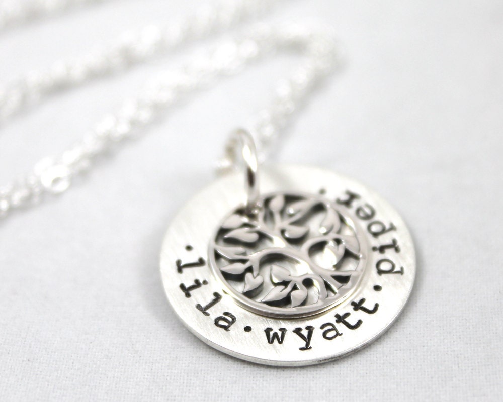 Mother's Day Gift, Tree of Life Necklace, Personalized necklace, for Mom or Grandma, All Sterling Silver