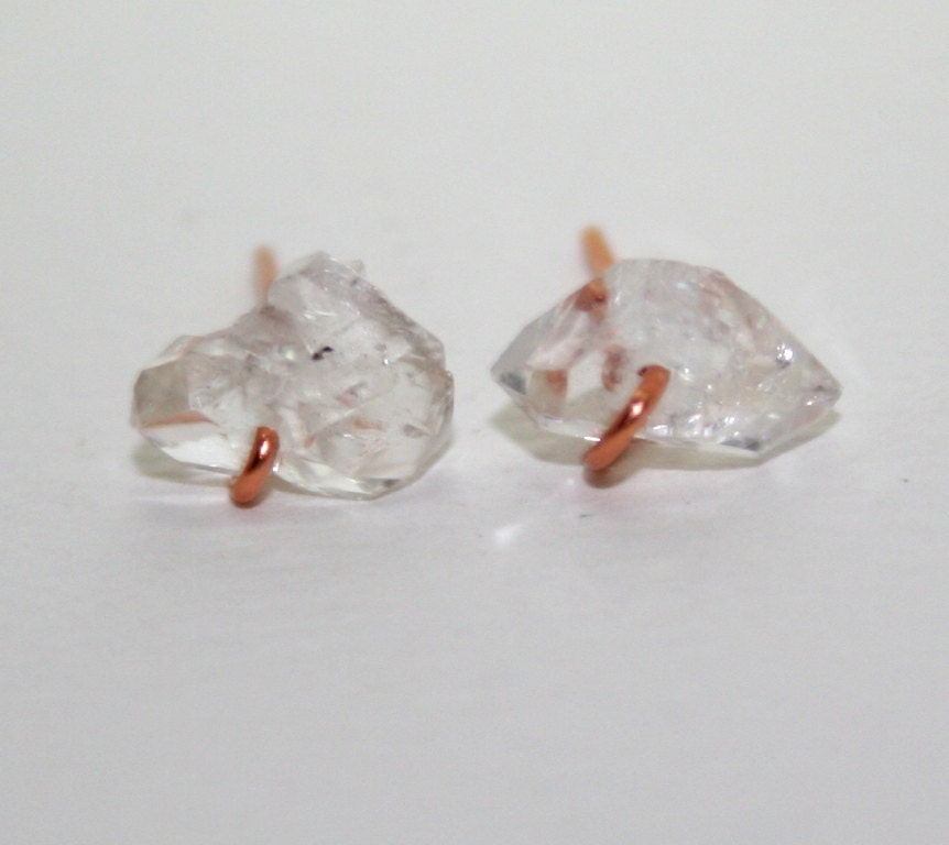 Herkimer Diamond Stud Earrings in Copper