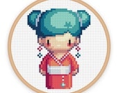GEISHA GIRL MISAKI: a pixel art counted cross stitch pattern - digital download - printable pdf file