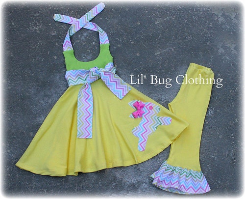 Custom Boutique Clothing Comfy Knit Spring  Easter Bunny Chevron Knit Dress And Leggings  Girl 12m 18m 2T 3T 4T 5T 6 7  Girl