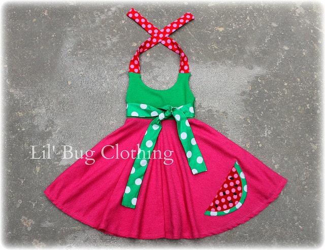 Summer Watermelon Comfy Knit Fruit Dress Available in sizes 12m 18m 2T 3T 4T 5T 6 7 8 girl