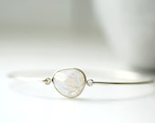 Gemstone Bracelet, Moonstone Bracelet, Bangle Bracelet, Stacking Bracelet, Moonstone Bangle, White Wedding, Wedding Jewelry