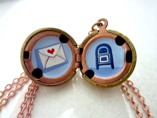 Love Letter Locket - Long-Distance Love - Hand-painted Necklace with I Love You - Gift for Her