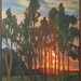 Tonalist Original Oil Painting Sunset Trees Reds FRAMED 20x24 CONTEMPORARY Jan Schmuckal