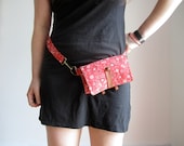 Fanny Pack Waist pouch mini messenger iphone carrying case black belt bag red paisley bandana