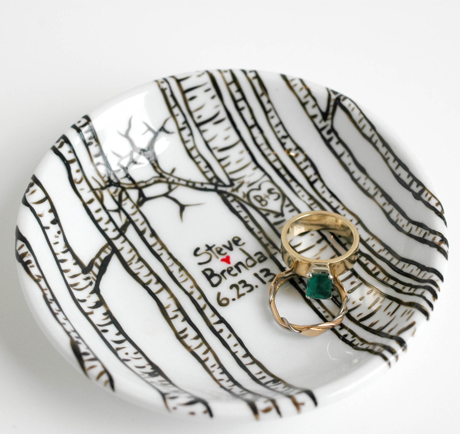Personalized Aspen Tree Ring Dish - Customized Anniversary and Wedding Gift