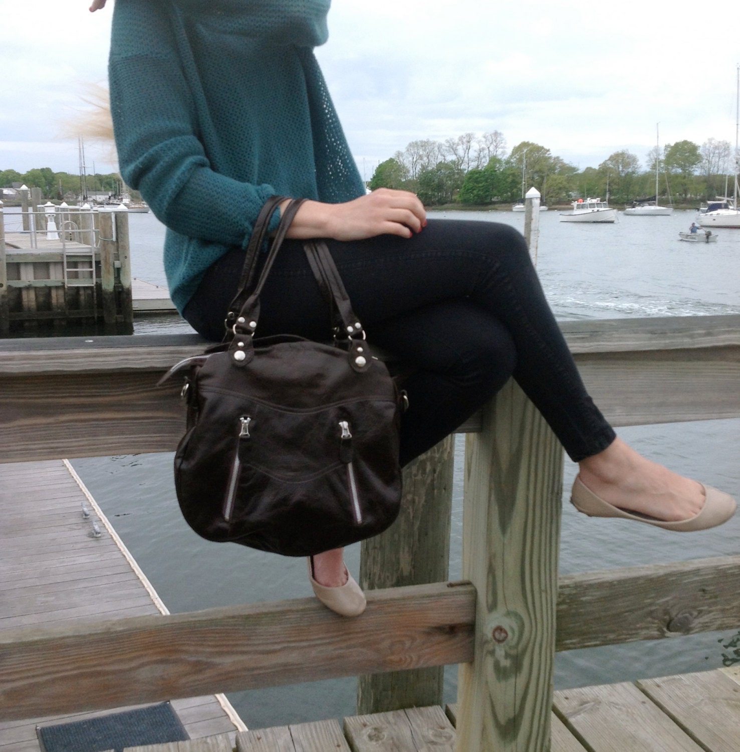 SAMPLE SALE - Larch leather bag in dark brown