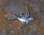 2 Bird Charms Antique Silver East Facing -  Trinity Brass Co