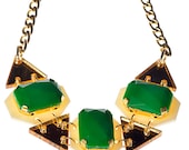 Emerald Green Drops Statement Necklace,Plexiglass Jewelry,Geometric Necklace,Lasercut Acrylic